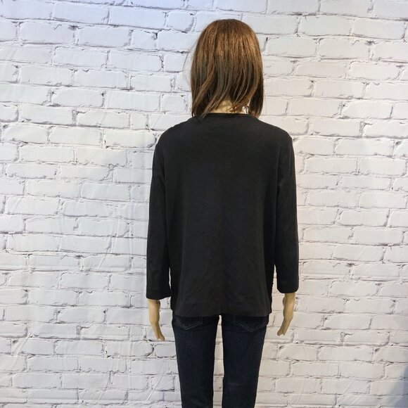 RAFAELLA, Black sequin detail 3/4 sleeve cardigan - Picture 9 of 10